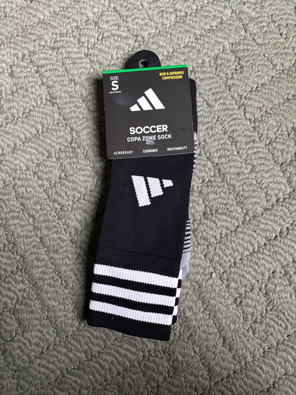 NWT YOUTH Adidas Soccer Copa Zone Socks - over the calf Black & White Size S